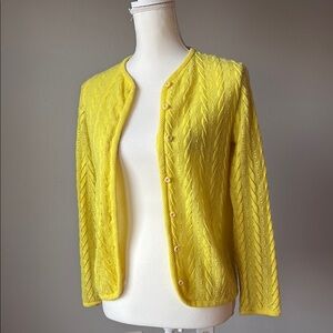 VINTAGE | Yellow Cable Knit Button Down Cardigan